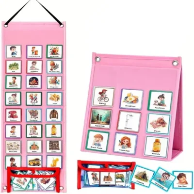 Visual Timetable for Kids – PECS Routine Board (Pink)